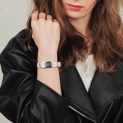 Браслет на кожаном белом ремешке  Fiora Luna  MKOB0171-2 S 
