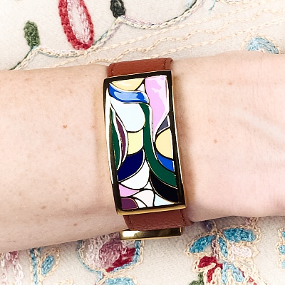 Браслет на коричневом кожаном ремешке  Fiore Luna  CB13600-19 