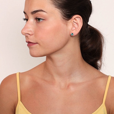 Пусеты Indicolite  Fiore Luna  SWE298 IN RG 