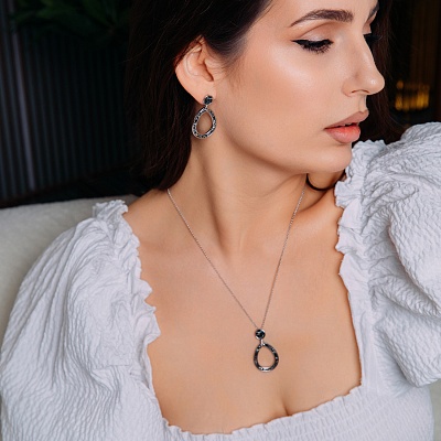 Серьги Jet Nut  Fiore Luna  A2103SW-E05.4 BW/S 