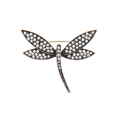 Брошь Стрекоза  Shadore  FAN-06023.4 BW/RG 