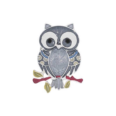 Брошь Сова на ветке XZ0869.2 BW/S 