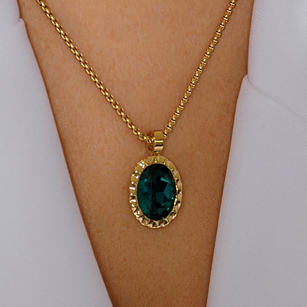 Qudo Колье TIVOLA UNICA big (G/P) Emerald 3cm Арт.: 420549