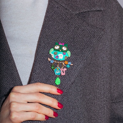 Брошь Сова с домиком  Shadore  XZ5500.16 G/G 