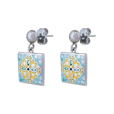 Серьги ENAMEL MIX AE03194-2 M/S 