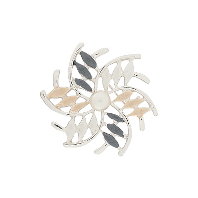 Брошь Цветок с жемчужиной XZ0956.2 BW/S 