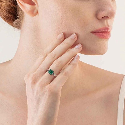 Кольцо Dark green-silver 16.5 мм  Coeur de Lion  0500/40-0548 52 