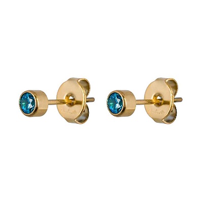 Пусеты Cubic zirconia Blue Topaz SWE0128 BT G 