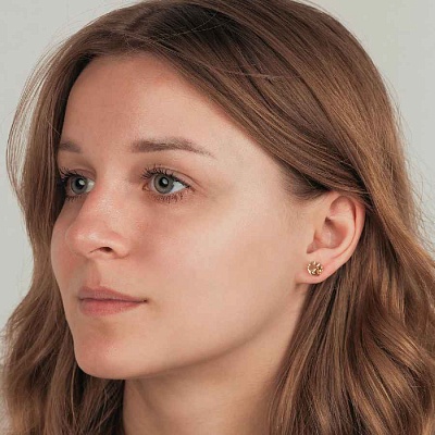 Пусеты Crystal Champagne  Fiora Luna  SWE0127/2 CH G 