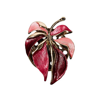 Брошь Лист резной XZ0863.9 R/G 