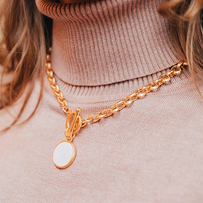 Колье Bella White Shell  Fiore Luna  BL6009 G 