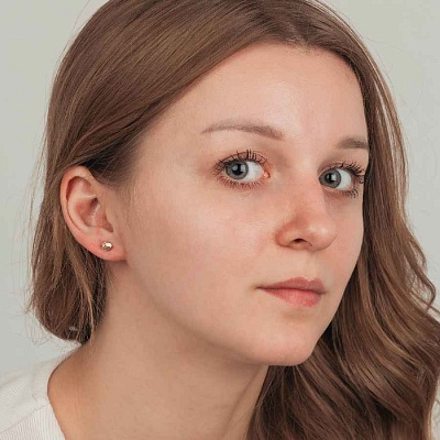 Пусеты Crystal Champagne  Fiora Luna  SWE0127/1 CH G 