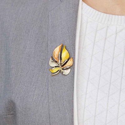 Брошь Лист резной  Shadore  XZ0863.10 BR/G 