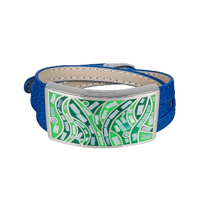 Браслет на кожаном синем ремешке 3 оборота CB00995-6 G 