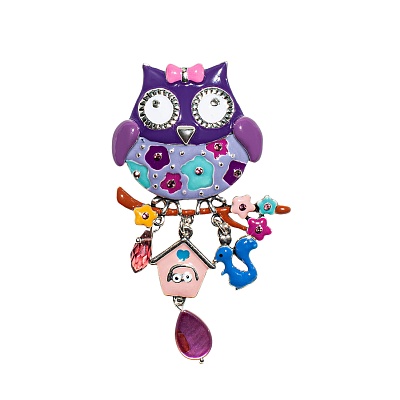 Брошь Сова с домиком XZ5500.11 V/S 