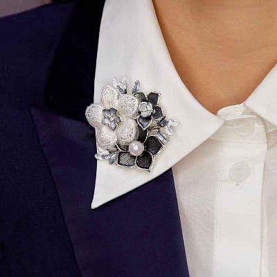 Брошь Букет  Shadore  XZ1442.2 BW/S 