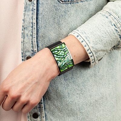 Браслет на кожаном черном ремешке  Fiore Luna  CB00230-14 G/S 