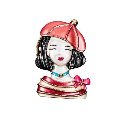 Брошь Девочка в берете XZ1479.9 R/G 