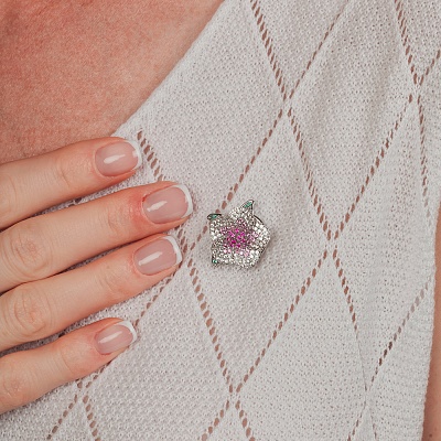 Брошь Лютик Zircon+магнит  Fiore Luna  XR10596 S 