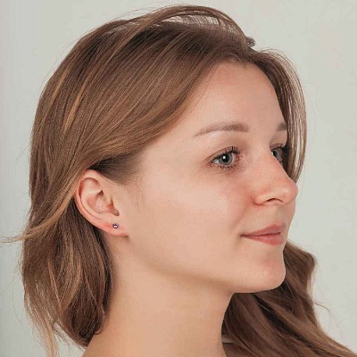 Пусеты Cubic zirconia Amethyst  Fiora Luna  SWE0128 AM S 