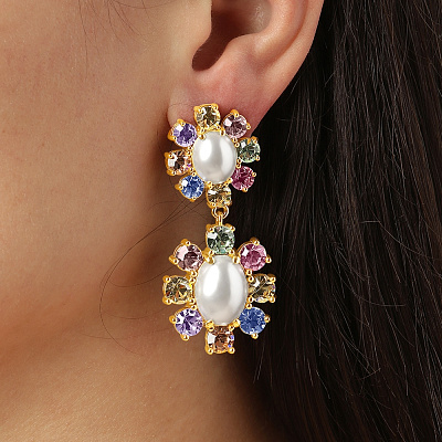 Серьги LINA SG PASTEL MULTI / WHITE PEARL  Dyrberg Kern  460507 