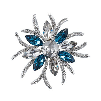 Брошь Самоцвет Чешский горный хрусталь BR13756M BL/S 