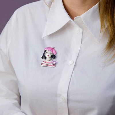 Брошь Девочка в берете  Shadore  XZ1479.7 R/S 