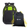Рюкзак TORBER CLASS X, черный с зеленой вставкой, 45 x 32 x 16 см +Мешок для сменной обуви в подарок Арт.: T5220-22-BLK-GRN-M