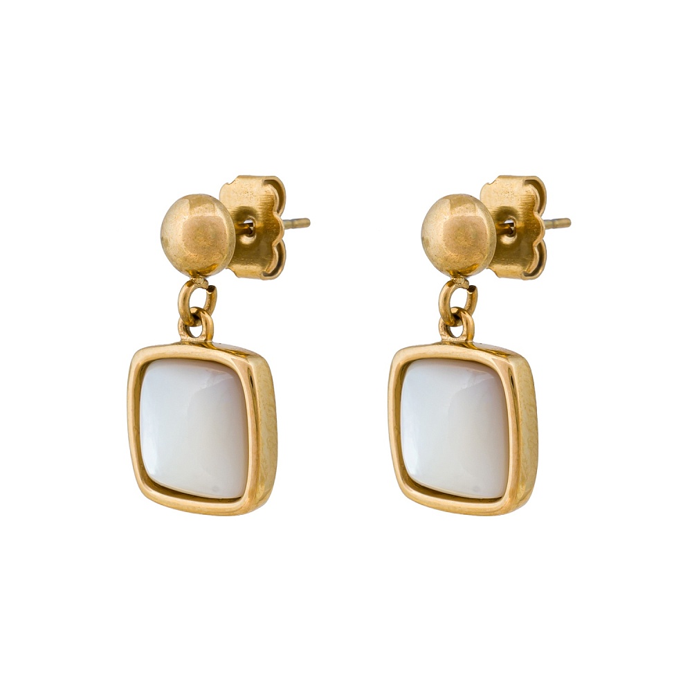 Fiore Luna Серьги Куб SHELL WHITE Арт.: AE02914-2 BW/G