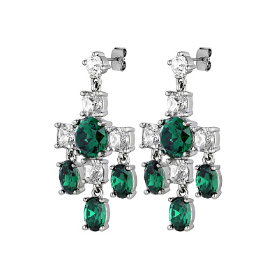 Серьги LEONORA SS EMERALD GREEN / CRYSTAL 430072 