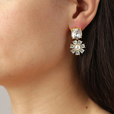 Серьги POPPY SG CRYSTAL / WHITE PEARL Dyrberg Kern 460502  Dyrberg Kern  460502 