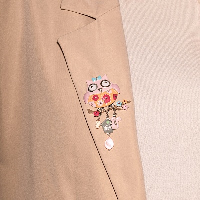 Брошь Сова с домиком  Shadore  XZ5500.7 R/S 