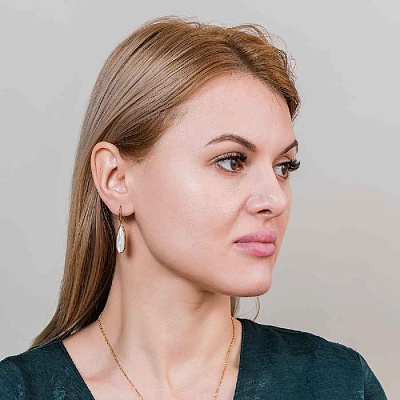 Серьги Капля SHELL WHITE  Fiore Luna  AE01376-14 BW/G 