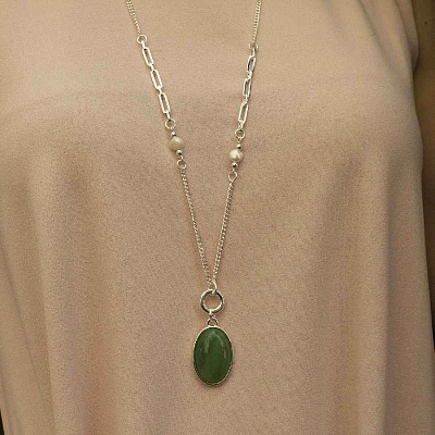 Колье GREEN AVENTURINE  Fiore Luna  LN5155 G/S 