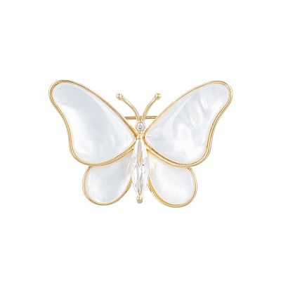 Брошь Бабочка Zircon+natural shell XR06424F G 