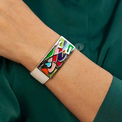 Браслет на кожаном белом ремешке  Fiore Luna  CB00997-3 M 