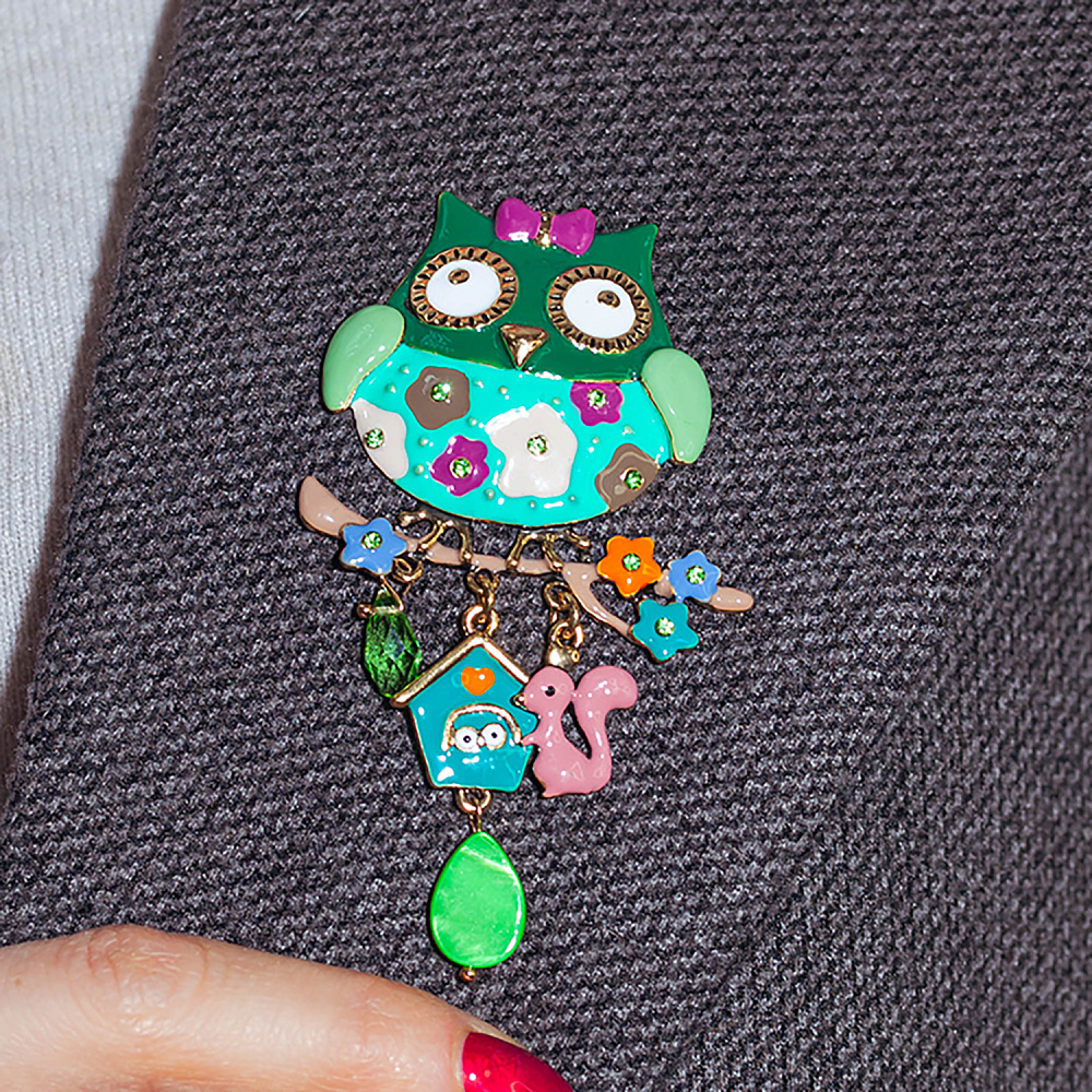 Shadore Брошь Сова с домиком Арт.: XZ5500.16 G/G