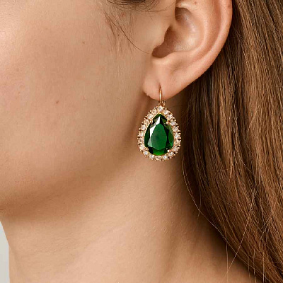 Серьги FIORA SG EMERALD GREEN/GOLDEN  Dyrberg Kern  450076 