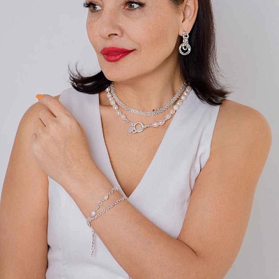 Колье String of Pearle Сarabiner  Fiore Luna  BL4507 S 