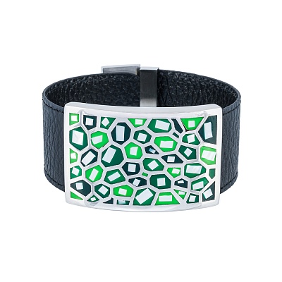 Браслет на кожаном черном ремешке CB00992-8 G 