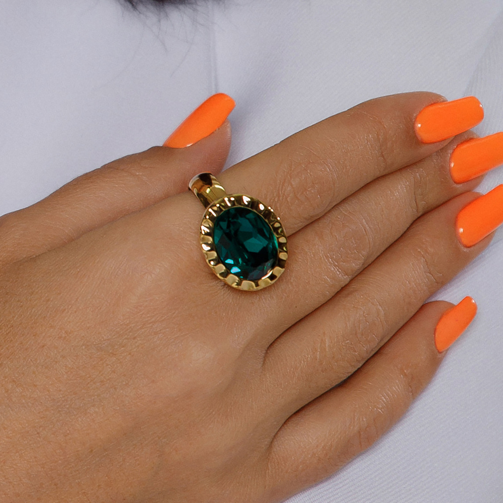 Qudo Кольцо TIVOLA UNICA big (G/P) Emerald 58 Qudo 686946 Арт.: 686946