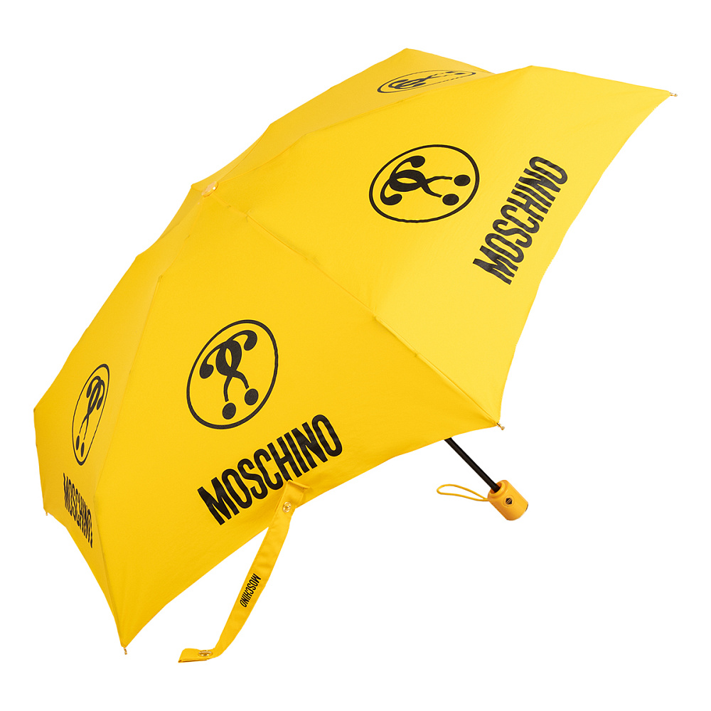 Moschino Зонт складной Moschino 8765-compactU Double questionmark Yellow  product-3539 Арт.: product-3539