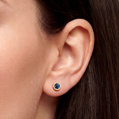 Пусеты Blue Topaz 6х3  Fiore Luna  SWE126 BT G 