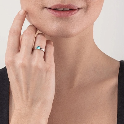 Кольцо Aqua-Silver 17.2 мм  Coeur de Lion  0501/40-2017 54 