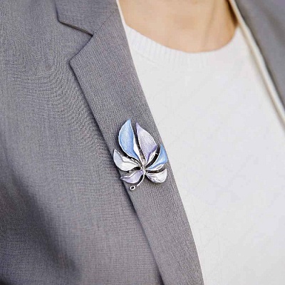 Брошь Лист резной  Shadore  XZ0863.21 BL/S 