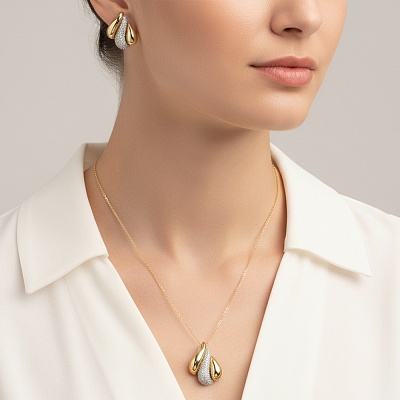 Комплект колье+серьги  Fiore Luna  SG205870E-001 G 