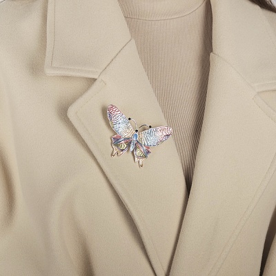 Брошь Бабочка Махаон  Shadore  XZ1131.2 BW/S 