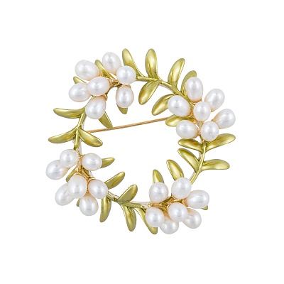 Брошь Венок Natural pearl XR05330A2 G 