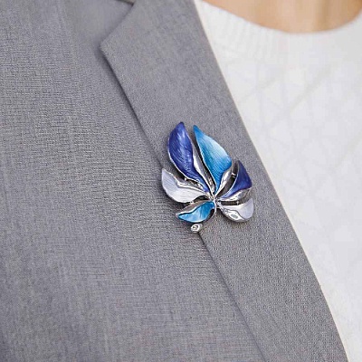 Брошь Лист резной  Shadore  XZ0863.23 BL/S 