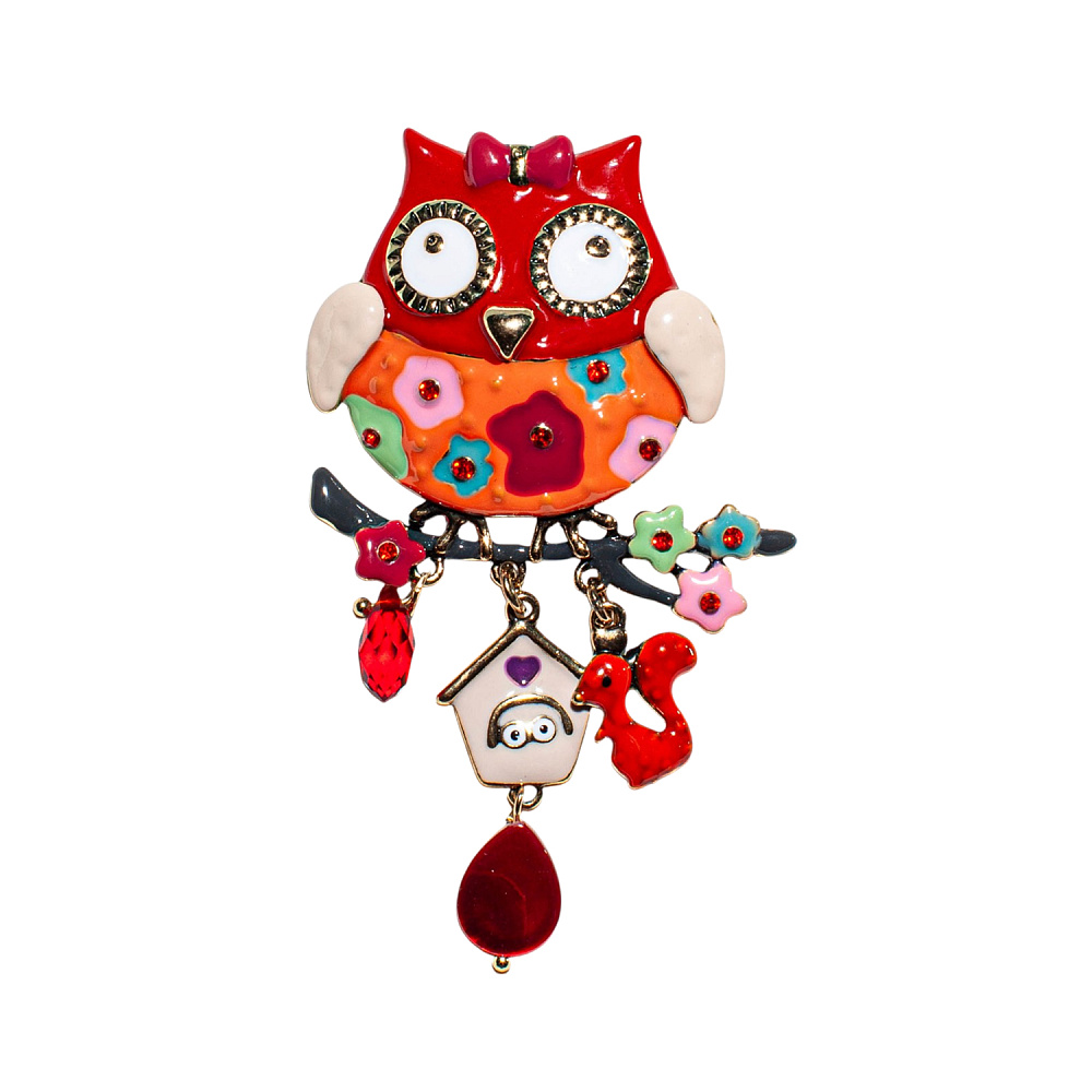 Shadore Брошь Сова с домиком Арт.: XZ5500.9 R/G